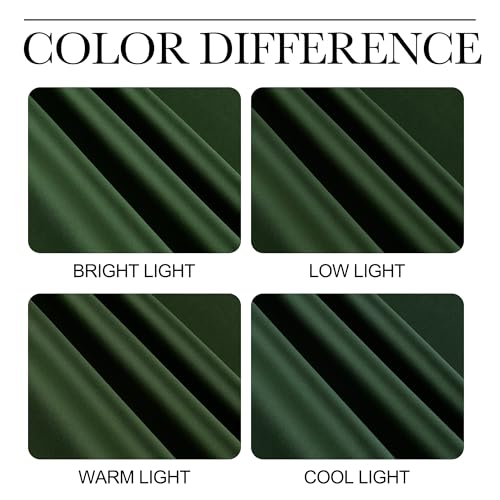 Image of NICETOWN Dark Green Blackout Cafe Satin Curtains for Small Windows, 42 inch Wide by 84 inch Long, 2 Panels, Grommet Noise Reducing Faux Silk Blackout Drapes for Dining Room