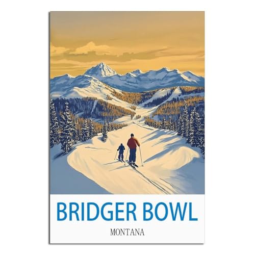 Poster de voyage vintage Bridger Bowl Montana pour habiller un grand mur vide 60x90
