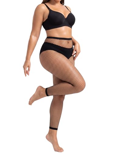 Image of CharnmRose 2 Pairs Women's Footless Fishnet Tights High Waist Fishnets for Women Fishnet Stockings