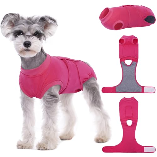 Kuoser Dog Surgery Suit Female Spay, Dog Recovery Suit Male Neuter, Puppy Clothes Onesie for Surgery Anti Licking Abdominal Wounds Pet Surgical Recovery Bodysuit Shirt, Substitute E-Collar & Cone