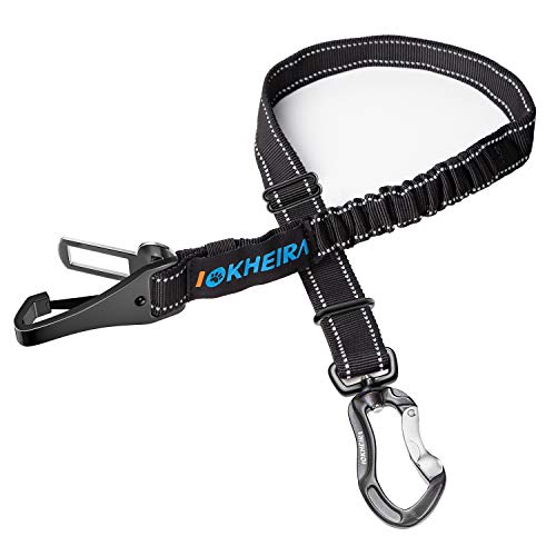IOKHEIRA Dog Seat Belt, Updated 3-in-1 Multifunctional Pet Safety Belt Reflective Bungee Dog