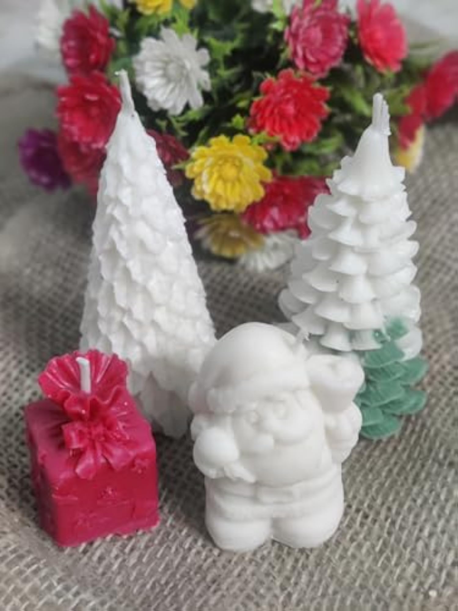 Christmas Santa Candle Combo with Pine Tree Gift Box