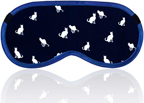Sleeping Mask Cat Adjustable Blindfold - Eye Mask Cotton Eyeshade - Men Women and Kids - Comfortable Natural Eye Cover - Travel Nap Shift Work REM