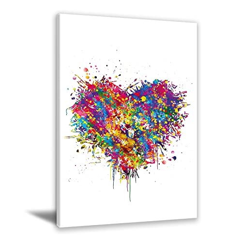 Heart Watercolor Poster Canvas Wall Art Heart Love Poster Print Wall Art Modern Minimalist Wall Art Decor Print Watercolor Heart Shape Picture Painting Print For Home Decor 16X24Inch Frameless #TOP8