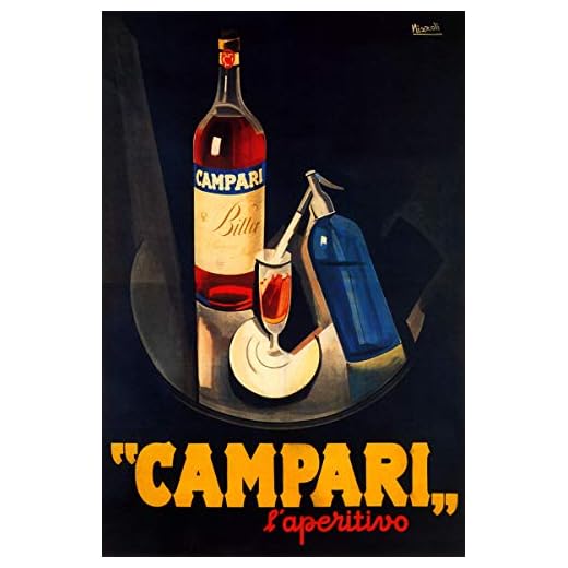 CAMPARI L'APERITIVO ALCOHOLIC LIQUEUR BITTER RED TRAY SPARKLING WATER ITALIAN DRINK 12" X 16" VINTAGE POSTER REPRO