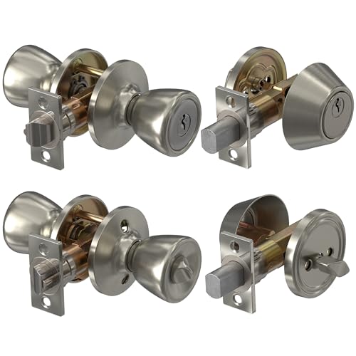 Reluen Set of 2 Mobile Home Door Lock Set Exterior – Keyed Mobile Home Door Knobs | Durable Metal, Rust-Resistant and Easy to Install | Smooth Turning and Secure Locking for Bathrooms and Entry Doors
