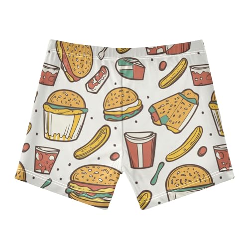 Fast Food Hamburger Cute Colored Cats Boys Swim Trunks Swimsuits for Toddler Boy Swim Shorts Trunks 3T-10T2