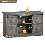 Farmhouse 55-75 Gallon Fish Tank Stand with Power Outlet, Aquarium Stand with Cabinet&Sliding Barn Door, Heavy Duty Reptile Tank Stand for 2 Fish Tank/Turtle Tank/Reptile Terrarium, Grey - Image 2