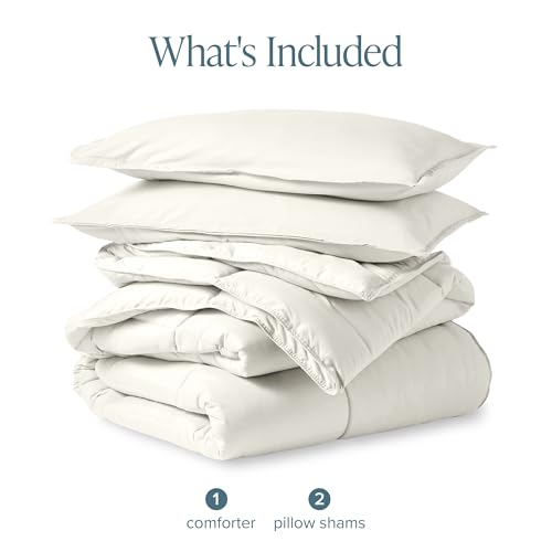 Image of Bare Home Comforter Set - Oversized Queen Size - Ultra-Soft - Goose Down Alternative - Premium 1800 Series - All Season Warmth (King /Cal King, Cream)