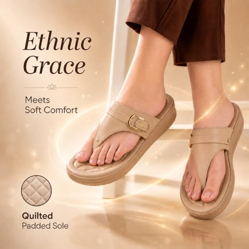 Image of Carrito, Women Wedge Heels Thong Sandals| Comfortable Flats Sandals | Comfort Orthopaedic Sandals for Women| Doctor Slippers /Flip-Flops | Arch Support & Heel Cushion | Lightweight Anti-Skid Sole | Ultra-Cushioned Shock Absorbing Footbed | Available in Open Toe & Toe Separator Style