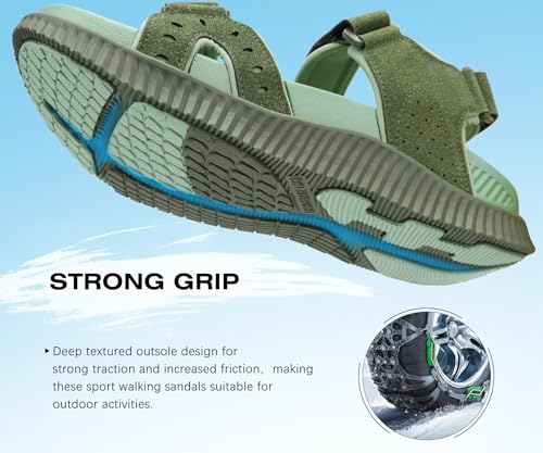 Image of KuaiLu Mens Hiking Sandals With Arch Support Sport Recovery Athletic Walking Sandals For Man Outdoor Summer Casual Thick Cushion Beach Water Fisherman Sandal Size 7-15