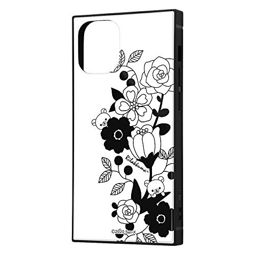 イングレム iPhone 12 mini リラックマ 耐衝撃 ハイブリッド ケース カバー KAKU ストラップ ホール 付き スクエア 軽量 フラワー_1 IQ-SXP26K3TB/RM12