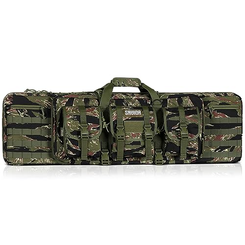 Savior Equipment American Classic Tactical Double Long Gun Bag Pistol Transportation Case w/Backpack Strap, 46 Inch Tiger Stripe - image 1