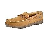 Clarks Mens Suede Leather Moccasin Slipper - Faux Fur Lining Cushion Comfort Removable Insole - Indoor Outdoor Slippers For Men (11 M US, Cinnamon)