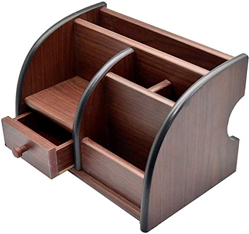 Sahaj Wooden Desk Organizer Pen/Pencil Stand with Drawer, Mobile Holder & Remote Stand for Office Desk/Table Storage Organizer Box, Pen Holder, Office Desk Accessories, Pen Stands for Office Use