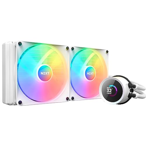 Image of NZXT Kraken 280 RGB - RL-KR280-W1-280mm AIO CPU Liquid Cooler - Customizable 1.54 inch Square LCD Display for Images, Performance Metrics and More - 2 x F140 RGB Core Fans - White