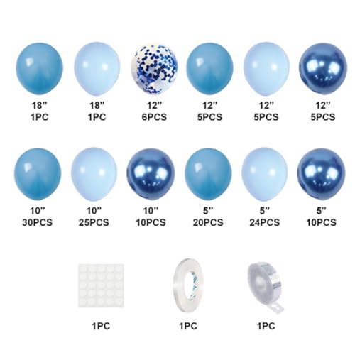 Kit 145 Pçs Balão Decoração Balões Metalizados para Festa e Aniversario Arco Desconstruido com Fita