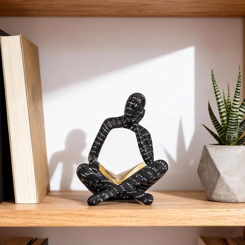 Estatua Negra Moderna de Figura Lectora Abstracta miniatura 2