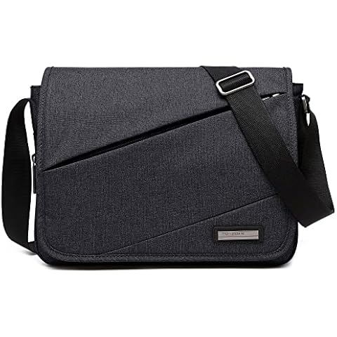 VARLIVOO Fashion Men Messenger Bag Shoulder Bags 13" inch Laptop Bags Crossbody Bags Travel Commute School Hiking Camping Waterproof Polyester Black A Cover