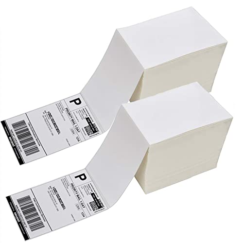 Immuson 4 x 6 Direct Thermal Shipping Labels with Perforations, 2000 Fanfold Labels, Permanent Adhesive, White Mailing Labels for Thermal Printer