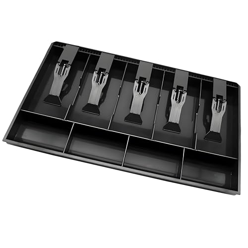 lljgkot Cash Register Drawer Insert Tray with for Money Storage, Banks Supermarkets Stores,Black (5 Bill & 4 Coin) - Thumbnail 6