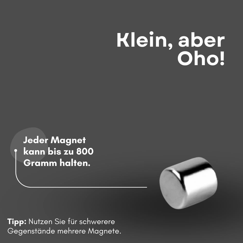 Strong Magnets Neodym Magnet - Rund 5 x 5 mm - 200 Stück - Extra stark, hält bis 800g - Für Magnettafel, Kühlschrank, Whiteboard, Pinnwand, Büro