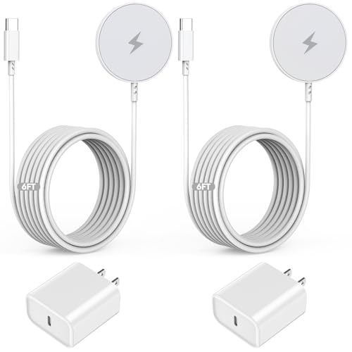 [Apple MFi Certified] Magnetic Charger,Wireless Charger Fast Charging 2Pack 6FT USB C Plug Mag-Safe Magnet Magvolt Pro Pad Chargers for iPhone Air/17 Pro Max/17/16E/16 Pro/16 Plus/15/14/13/12/AirPods