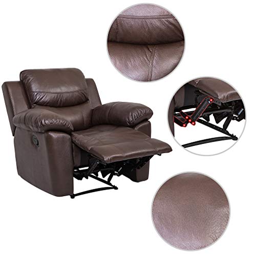 Juntoso 3 Pieces Recliner Sofa Sets Bonded Leather Lounge Chair Loveseat Reclining Couch For Living Room - Chocolate #TOP2