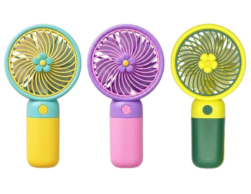 Image of Portable Mini Hand Fan| LED Glow| 3 Speed Mode| Type-C Fast Charging| Mobile Stand| Mini Fan| Travel, Home, Kids & Office Use (Pack Of 3 (Any 3 Color Set))