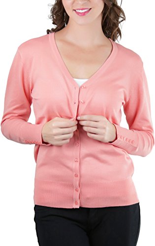 Image of ToBeInStyle Women's Long Sleeve Button Down V-Neck Cardigan
