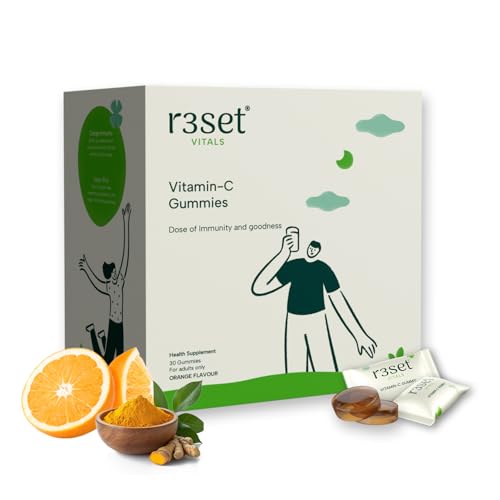 R3SET Vitamin C Gummies - 30 Days | Boosts Immunity & Enhances Skin Glow | Gluten-Free | Daily Antioxidant Support for Radiant Skin & Overall Wellness I Zero Calorie | Orange Flavoured R3SET Vitamin C Gummies - 30 Days | Boosts Immunity & Enhances Skin Glow | Gluten-Free | Daily Antioxidant Support for Radiant Skin & Overall Wellness I Zero Calorie | Orange Flavoured