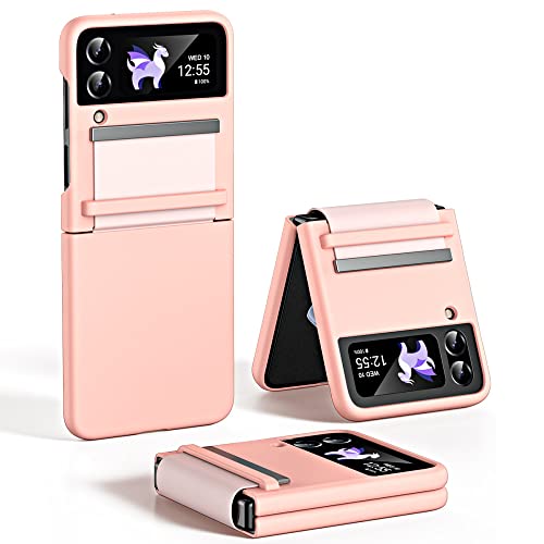 Coque Samsung Galaxy Z Flip 4 premium en cuir rose avec charnière articulée