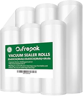 O2frepak 6Pack (3)20x600cm and (3)28x 600cm Food Textured Vacuum Sealer Bags Rolls with BPA Free,Embossed Vacume Sealer Storage Bags Rolls for Food,Great for Sous Vide Cooking (total:3600cm)