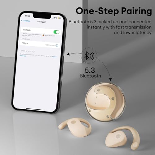 Image of OWS Bluetooth Open Ear Wireless Earbuds with Air Conduction, BT5.3 Headphones, Touch Control & Type C Fast Charging, Call Noise Reduction, Ideal for Running, Cycling and Gym, Dust & Waterproof.