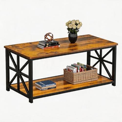 La mejor selección de Mesas de café los mejores 5. 43 FURRIFIC Mesa de Centro para Sala, con Estante de Almacenamiento, Mesa de Salón con Estructura de Metal, Mesa para Café o Mesa Auxiliar, Adecuado Sala y Oficina, Coffee Table...
