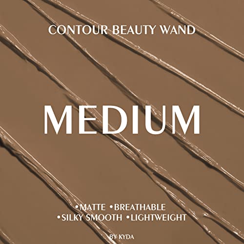 Kyda 2 Colors Contour&Highlighter Beauty Wand, With Cushion Applicator, High Coverage Matte Face Contour Stick, High Glossy Face Illuminator, Falwless Blendable, By Ownest Beauty-Medium&Nude Pink #TOP5