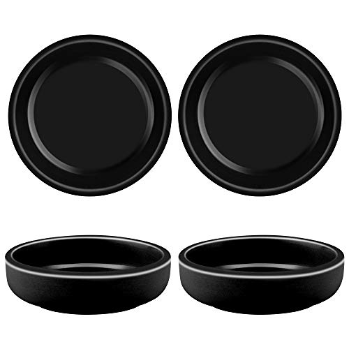 3.5″ Ceramic Side Dish Set of 4 Small Porcelain Soy Dipping Sauce Dishes Black Seasoning Sauce Bowls Dinnerware Sets Sauce Serving Dishes