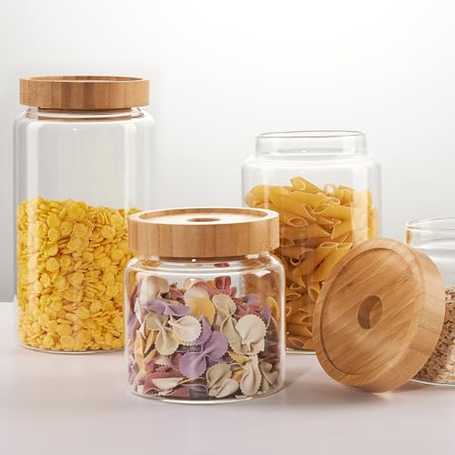 INCETUE 480ML/16Oz Clear Glass Storage Canister with Airtight Bamboo Lid, Cute Decorative Food Container Jar for Coffee, Spice, Sugar, Salad, Flour, Pepper, Candy, Cookie, Overnight Oats - Small - Cosy Home Interiors INCETUE 480ML/16Oz Clear Glass Storage Canister with Airtight Bamboo Lid, Cute Decorative Food Container Jar for Coffee, Spice, Sugar, Salad, Flour, Pepper, Candy, Cookie, Overnight Oats - Small - Image 6