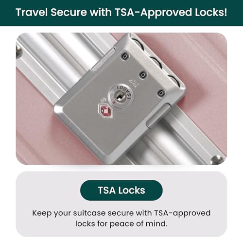 Image of Nobl Travel Zipperless Check In Suitcase - Aluminum Frame, Check In luggage 30.2x20x12 Airline Approved by Noble Travel - Unbreakable Polycarbonate Shell - Dual TSA Locks, 360 Spinner Wheels - Blush