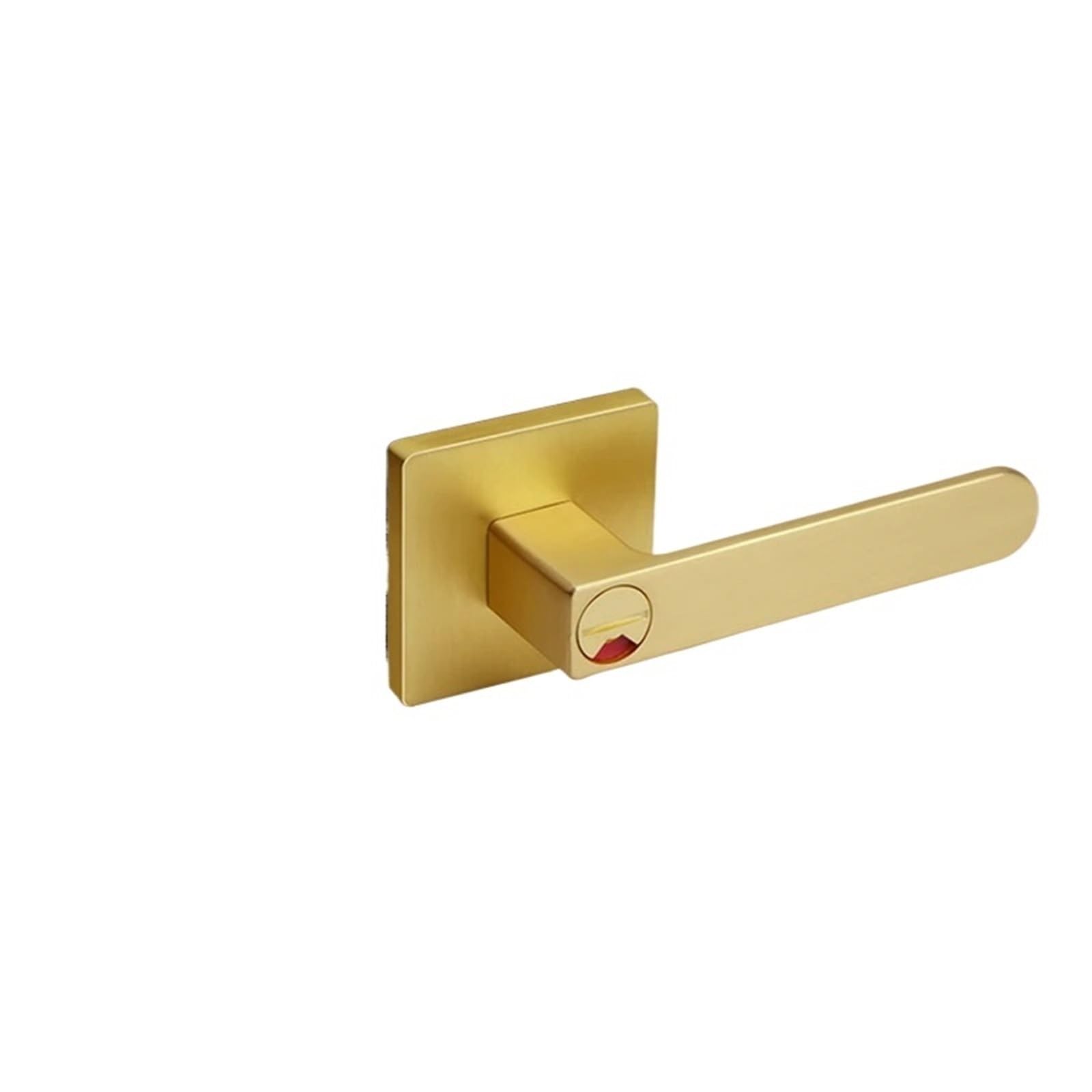 Yshiuol Brushed Gold Door Handles Bathroom Three-Pole Lock With Red And Green Indicator Indoor Door Handle Single Tongue For Home And Office(Brushed Gold)