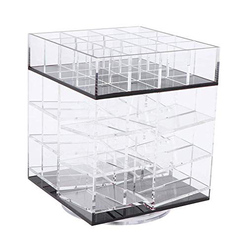 Tubayia Soporte giratorio 360 grados, acrílico, organizador para cosméticos, pintalabios, máscara, esmalte de uñas (transparente)