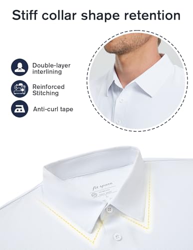fit space Men's Golf Polo Shirt Stiff Collar Lightweight Quick Dry Solid Shirt Moisture Wicking Short Sleeve4