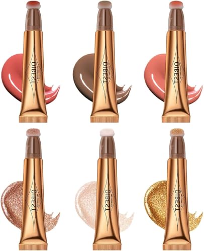 【Zixui】スポンジヘッド付き 多機能 リキッド メイクアップスティック ハイライト チーク アイシャドウ コントゥアリング 高カバー力 ナチュラルマット仕上げ 軽量 ブレンド可能 M21