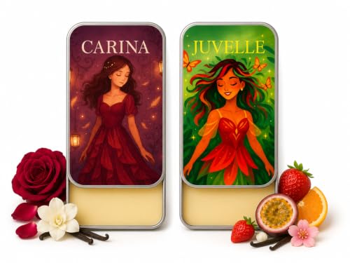 Image of Solid Perfume for Women Duo - Carina & Juvelle (10g x 2, 20g) | Alcohol-Free Long Lasting Perfume Balm | Sweet Floral & Fruity Fragrance | Pocket Travel Perfume Gift Set for Women