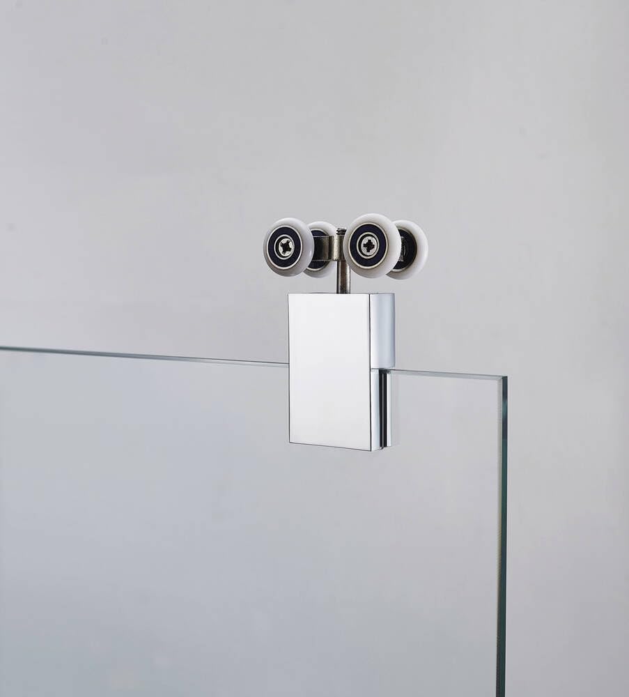 GME - Mampara Ducha Frontal Cromo 1 Fija + 1 Corredera 100cm | Mampara de Cristal Reversible con Ancho Adaptable 95-100cm, 200cm de Altura y Cristal Templado 6mm Antical