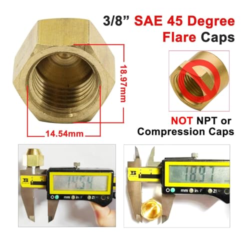 Image of 3 /8 inch Flare Cap, Brass SAE 45 Degree Flare Tube Fitting, Pack of 2