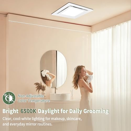 Orvexa Bathroom Exhaust Fan with Light, 140 CFM 1.0 Sone Quiet Bathroom Fan with Light, 12" x 12" Panel, 10" x 10" Ceiling Opening, 4" Duct, 6500K 1200LM LED, Independent Fan & Light Controls by Orvexa - Used condition - Image 7
