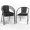 Amopatio Outdoor Dining Chairs Set of 4, Wicker Patio Chairs with Metal Frame, Rattan Indoor-Outdoor Chairs for Bistro, Deck, Yard, Porch, Restaurant Stack Chair 4 Pack Black 41rKUAWzDfL. SS100