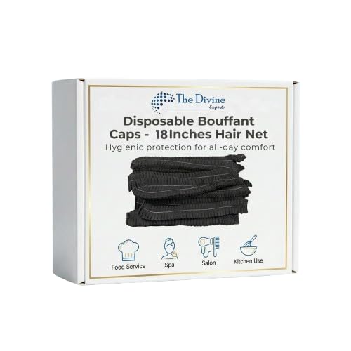 Image of Stretchable Disposable Non-Woven Unisex Bouffant Caps for Surgical, Restaurants, Cooking & Home Use, Free Size (Pack of 50, Black)