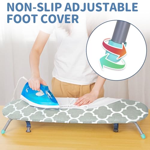 Bügelbrett klappbar -Tischbügelbrett 81cm x 31cm, Leicht und Stabil, Mit Hochtemperaturbeständiger Abdeckung und Rutschfesten Füßen, Platzspares Design für Effizientes Bügelnnde (Grey)